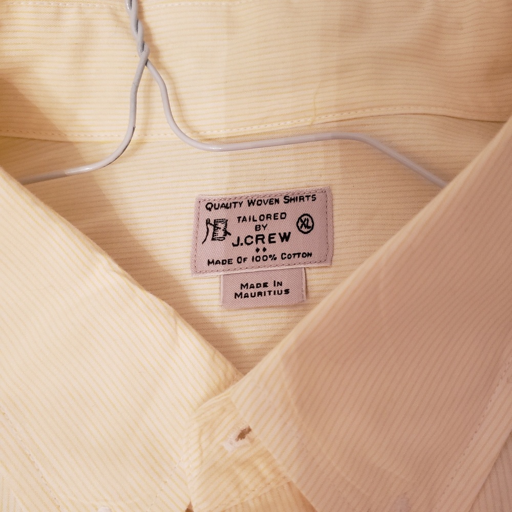 J. Crew Men's Spring shirt Yellow thin pin stripe - Picture 2 of 5